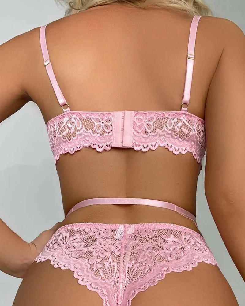 Glory 2025 Foreign Trade Lace Sexy See-through Lingerie Set Women's Fun Lingerie Three-piece Set - Image 11