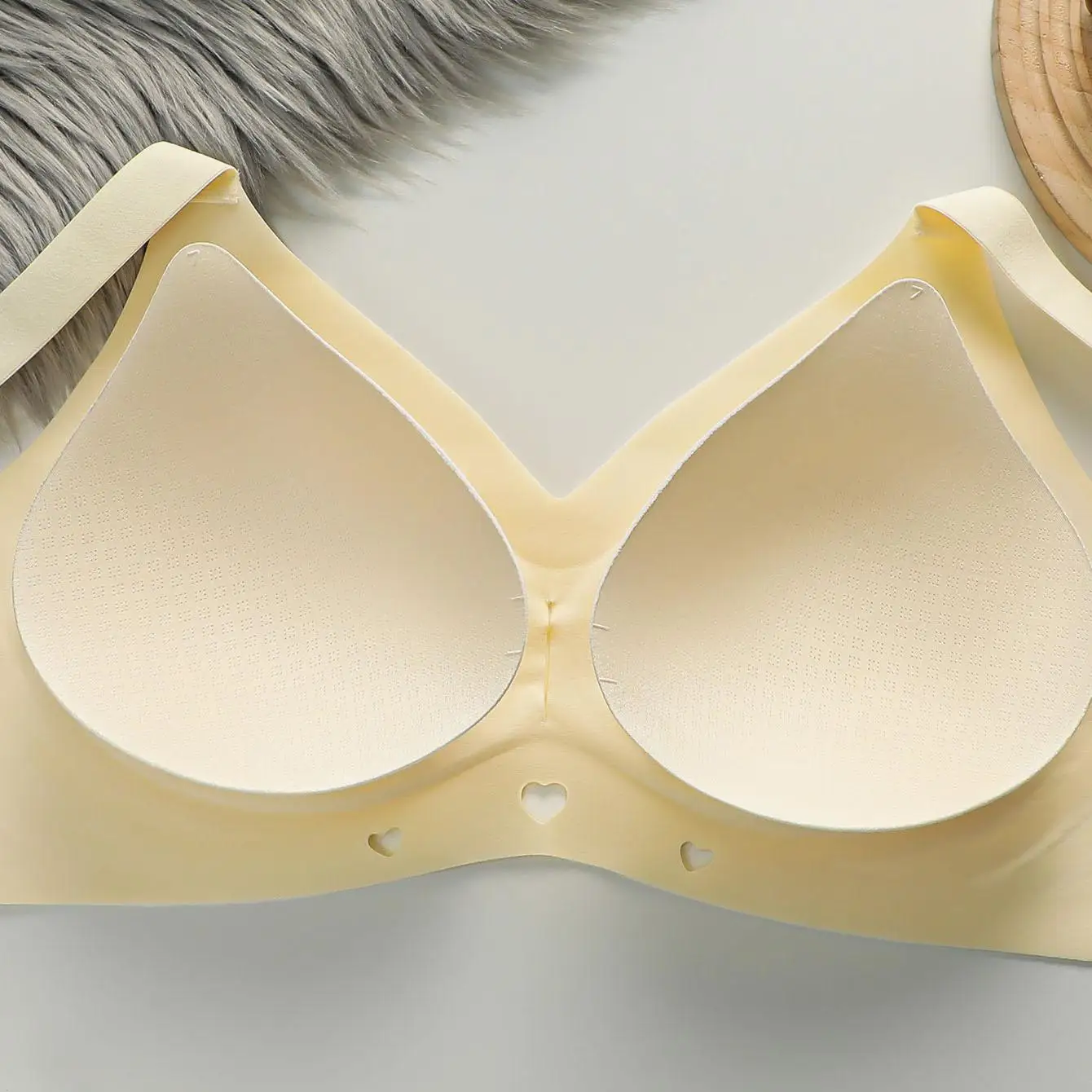 Women's Comfortable Breathable Bra Solid Pattern Push-Up Hook Closure Wireless Adjustable Plus Size Bra - Image 5