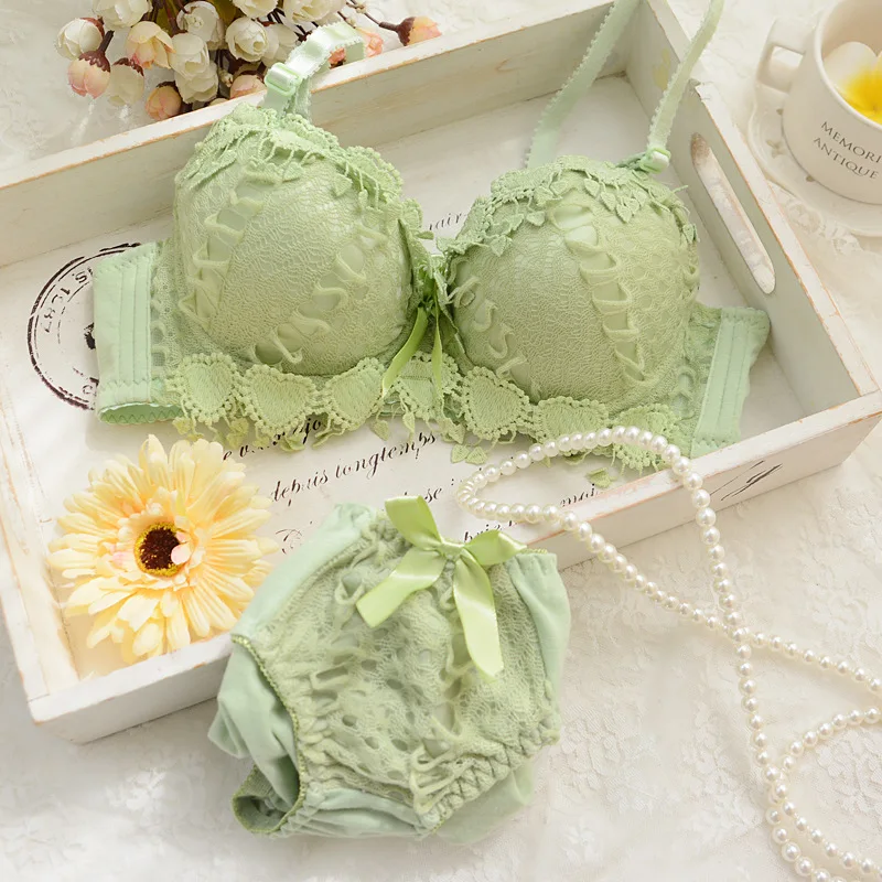 ZZYUP Lovely Girls Lace Bra Panty Sets Cute Japanese Underwire Push up Lace Bra Set - Image 13