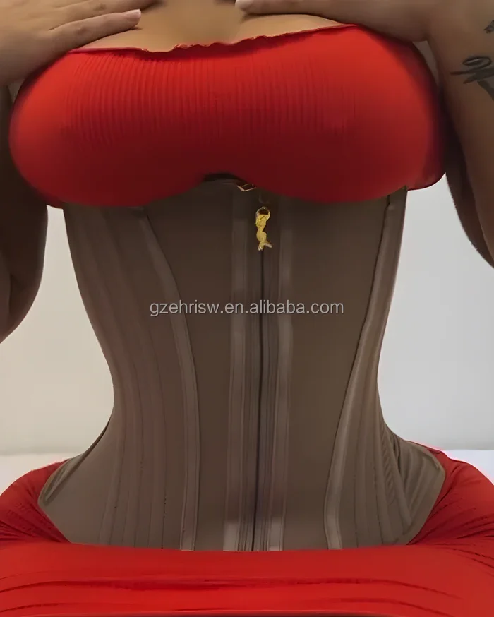 Double Compression Hourglass Waist Trainer Underbust Steel Boned Tummy Belt - Image 4