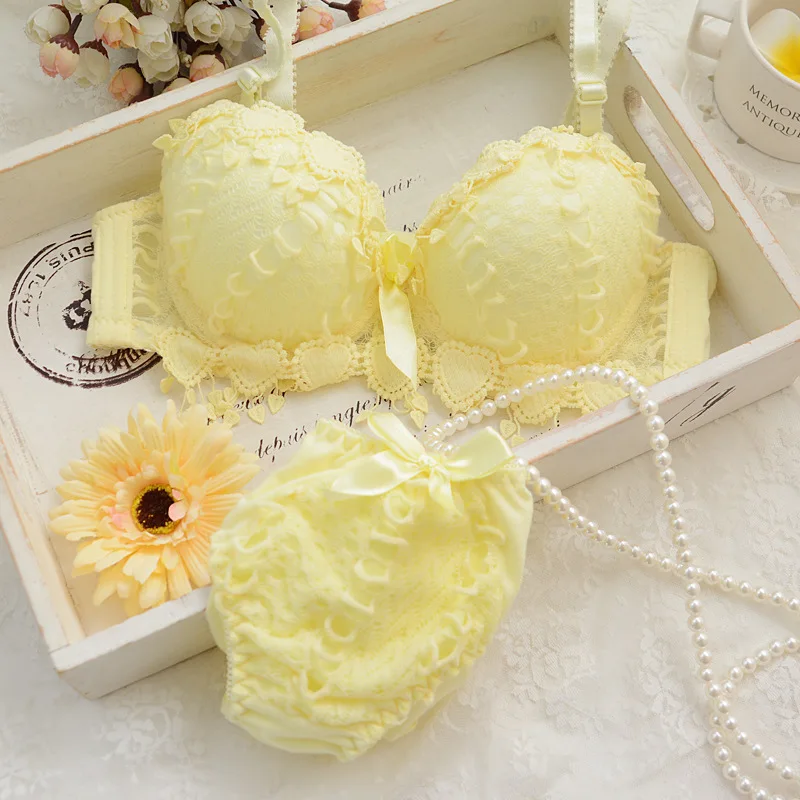 ZZYUP Lovely Girls Lace Bra Panty Sets Cute Japanese Underwire Push up Lace Bra Set - Image 12