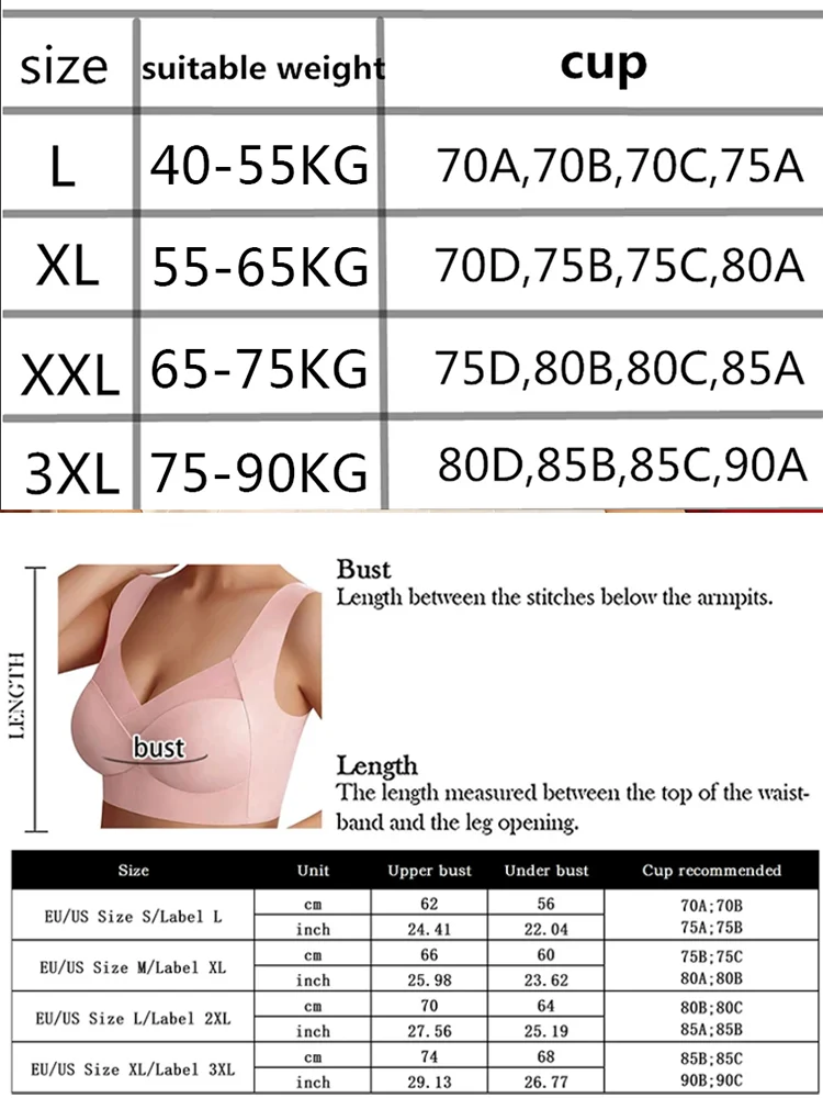 2PCS Women Lace Sport Bras Plus Size Seamless Bra Bralette Backless Lady Brassiere Vest Female Gather Shock-Proof Wireless L-3XL - Image 6