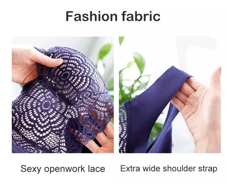 M-5XL Plus Size Sexy Lace Bra for Women Breathable Soft and Comfortable Thin Full Cup Seamless Bralette Push Up Bras Lingerie - Image 10