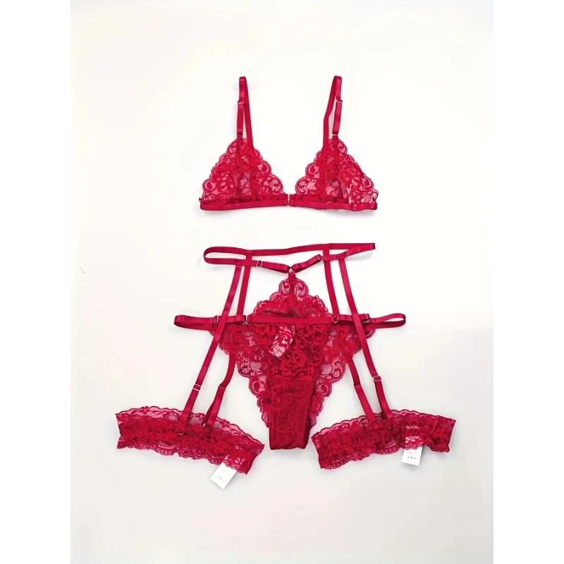 Toucheart 3 Piece Set Sleepwear Suit Sexy Lingerie Women Thin Transparent Lace Bra Set See Through Female Erotic Underwear New - Image 17