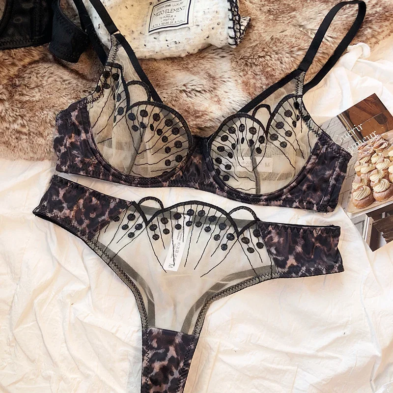 2 Pieces Women Bra and Panties Set Sexy Lace Embroidery Underwear French Ultra Thin Breathable Bras Summer Intimates Lingerie - Image 20