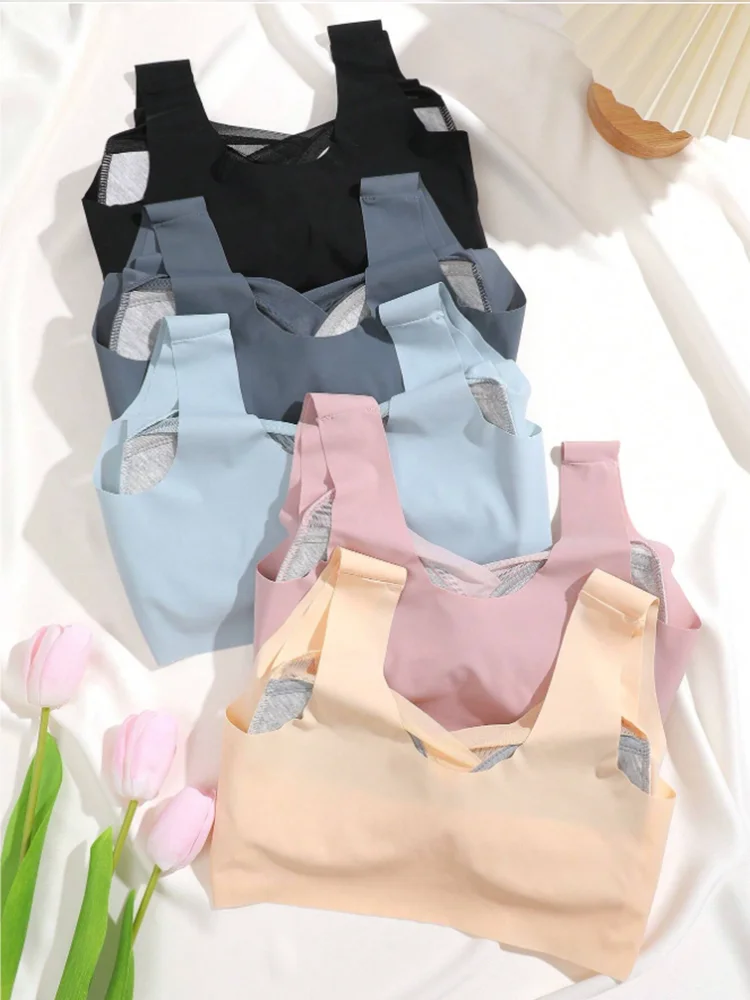 2PCS Women Lace Sport Bras Plus Size Seamless Bra Bralette Backless Lady Brassiere Vest Female Gather Shock-Proof Wireless L-3XL - Image 15