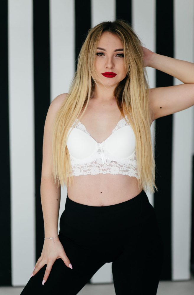 Fashion portrait of a beautiful blonde model